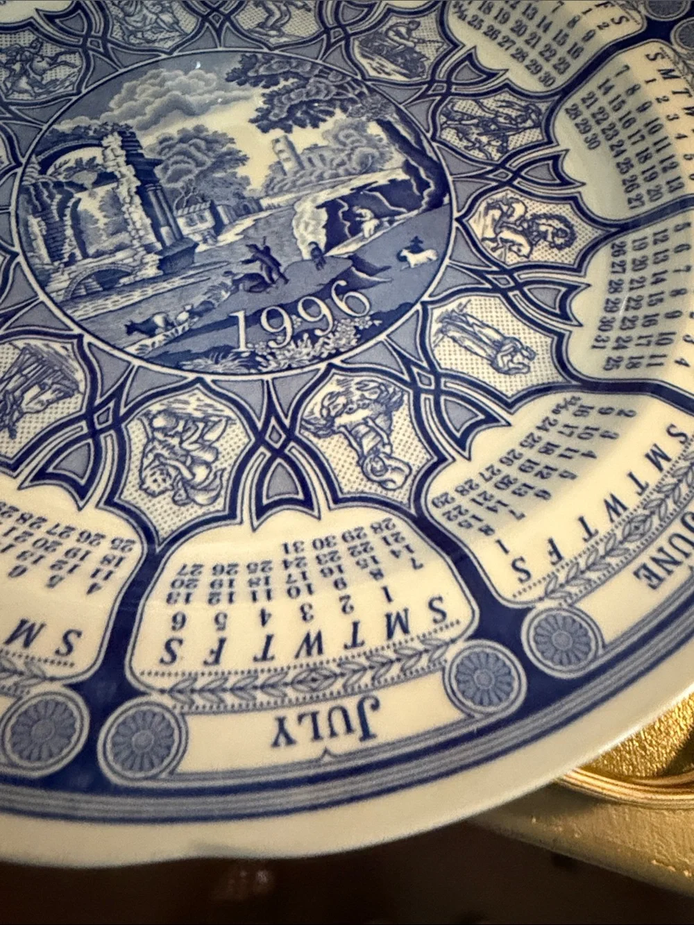Spode Blue and White Calendar Decorative Plate